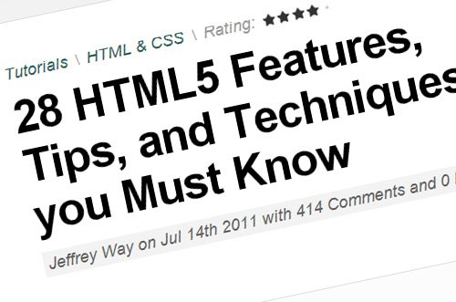 20 多个HTML5教程，资源与技巧